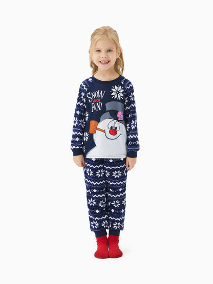 Conjunto de Pijamas de Natal em Fleece “Frosty The Snowman” com Estampa de Flocos de Neve e Meias de Natal