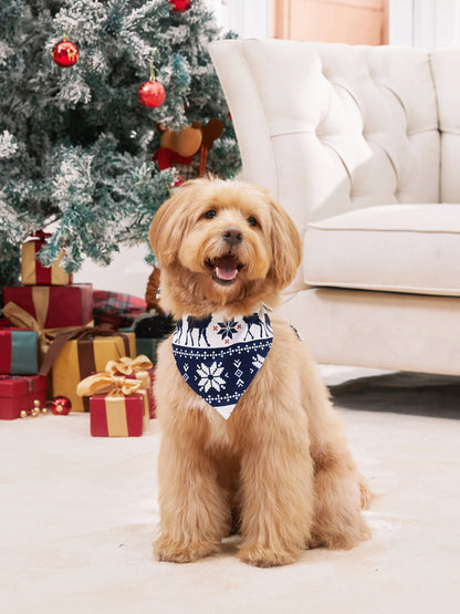 Christmas Reindeer Print Glow in the Dark Family Matching Pajamas Sets with Christmas Socks Deep Blue