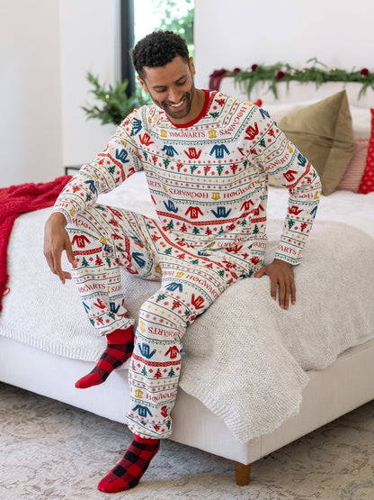 Harry Potter Christmas Matching Family Organic Cotton Snug-fitting Pajamas Sets with Socks White