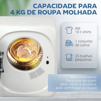 Máquina de Secar Roupa Portátil 4 Kg – Elétrica, Compacta e Silenciosa