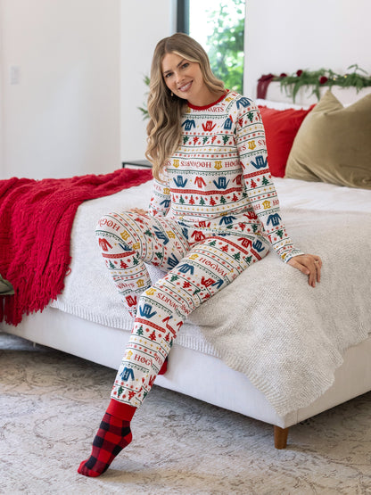 Harry Potter Christmas Matching Family Organic Cotton Snug-fitting Pajamas Sets with Socks White